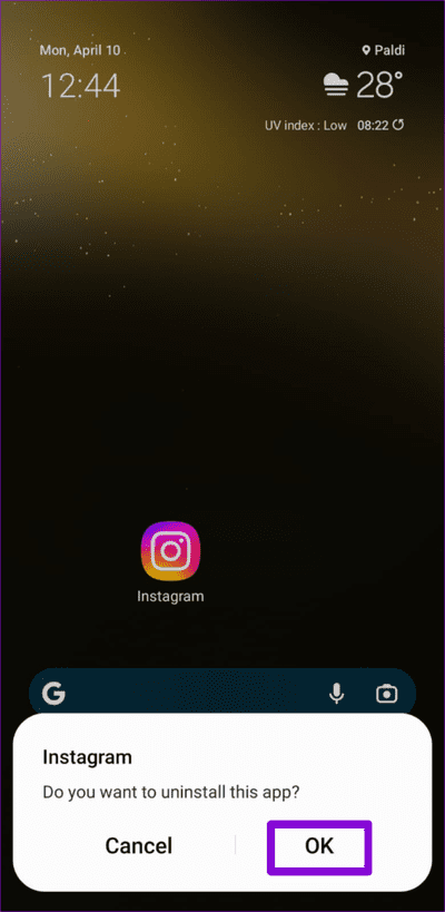 Confirm-Uninstall-Instagram-From-Android-500x1024-1 أفضل 7 طرق لإصلاح عدم عمل روابط Instagram على Android و iPhone