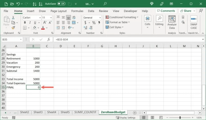 كيفية عمل ميزانية صفرية في Microsoft Excel - %categories