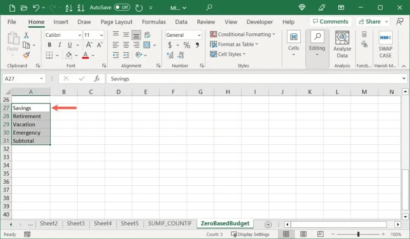 Create-Budget-Savings-800x467.jpg-1 كيفية عمل ميزانية صفرية في Microsoft Excel