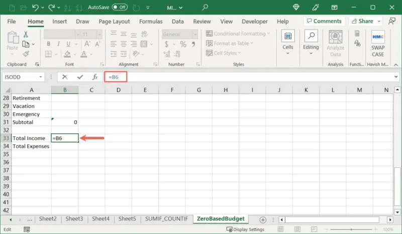 كيفية عمل ميزانية صفرية في Microsoft Excel - %categories