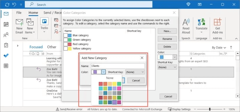 كيفية استخدام فئات Microsoft Outlook لتنظيم البريد الإلكتروني - %categories