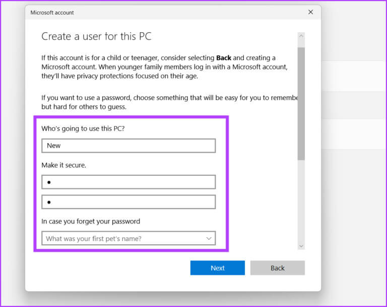 Create-new-user-5-768x611-1 أفضل 7 طرق لإصلاح خطأ لا يمكن الوصول إلى Smartscreen في الوقت الحالي على Windows 11