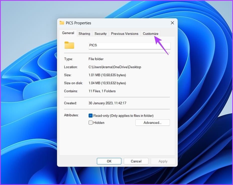 Customize-option كيفية إصلاح خطأ المجلد المضغوط غير صالح على Windows 11