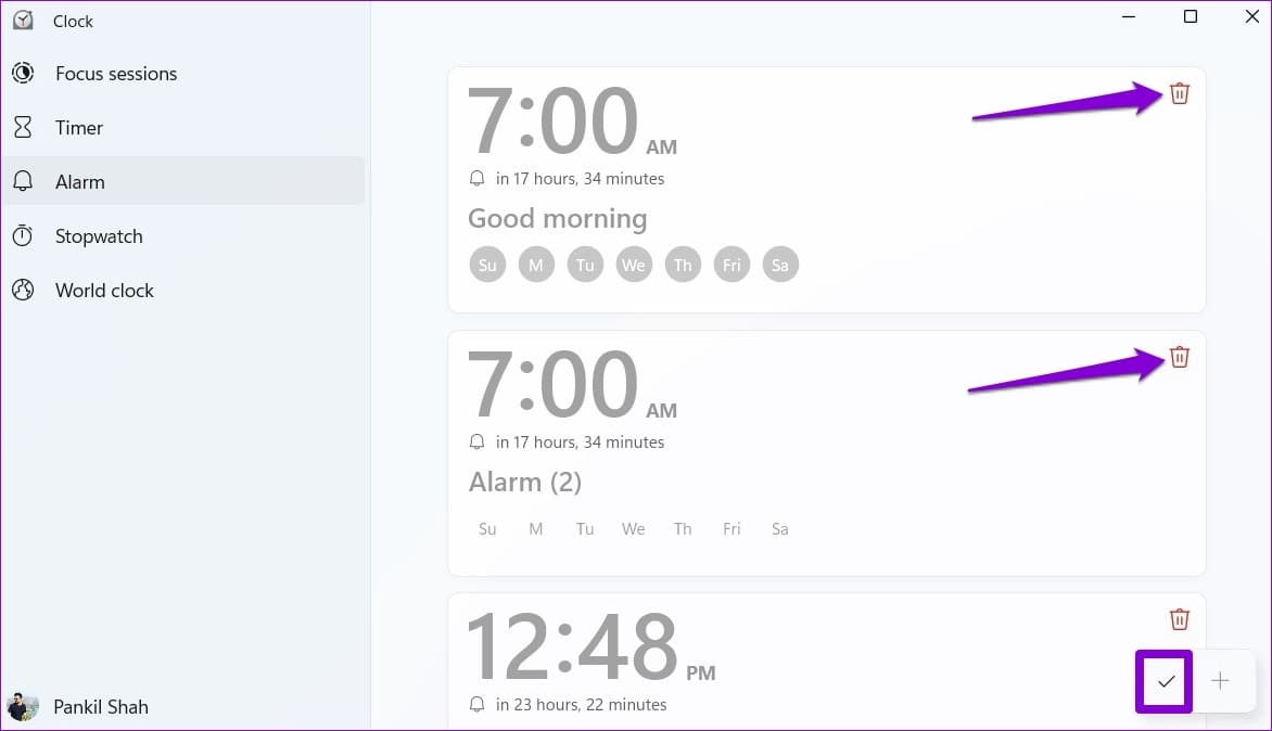 Delete-Alarms-in-Windows-11 كيفية ضبط وتحرير وحذف المنبه في Windows 11