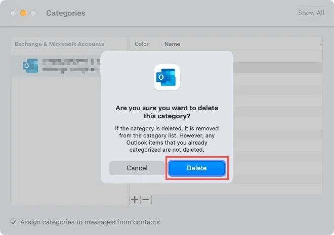 Delete-Category-Outlook-Mac.jpg كيفية استخدام فئات Microsoft Outlook لتنظيم البريد الإلكتروني