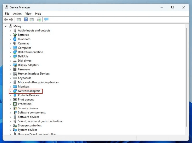 Device-manager-network-adapter-800x595.jpg كيفية إصلاح خطأ Machine Check Exception BSOD في Windows