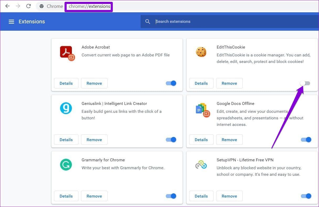 Disable-Extensions-on-Chrome أفضل 9 طرق لإصلاح شاشة Netflix السوداء مع مشكلة في الصوت على الهاتف المحمول وسطح المكتب