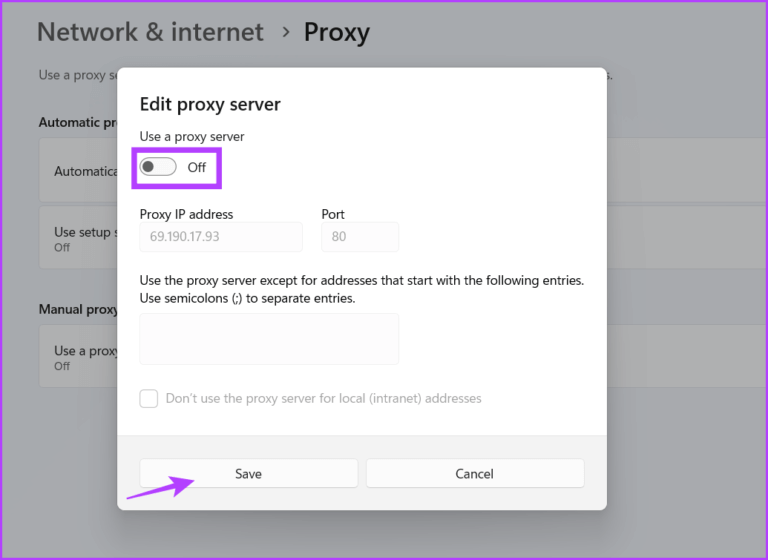 Disable-proxy-4-768x560-1 أفضل 7 طرق لإصلاح خطأ لا يمكن الوصول إلى Smartscreen في الوقت الحالي على Windows 11