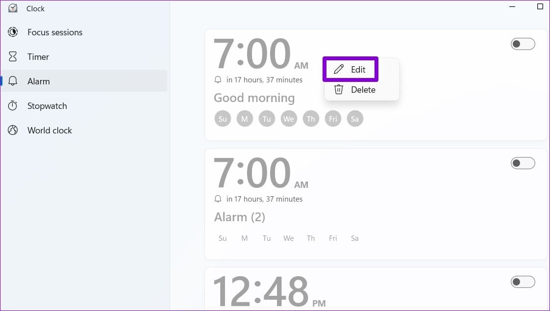 Edit-an-Alarm-in-Windows-11 كيفية ضبط وتحرير وحذف المنبه في Windows 11