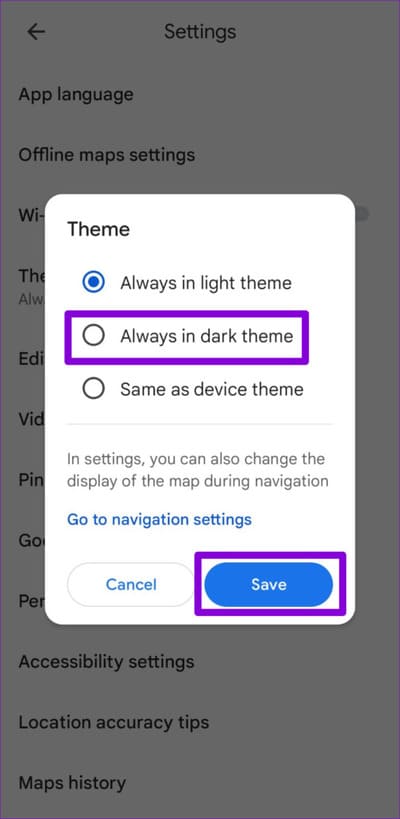 Enable-Dark-Mode-in-Google-Maps-for-Android-500x1024-1 أفضل 9 طرق لإصلاح استنزاف Google Maps للبطارية على Android و iPhone