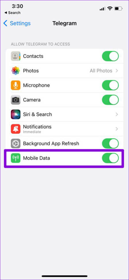 Enable-Mobile-Data-for-Telegram-on-iPhone-474x1024-1 أفضل 8 طرق لإصلاح عدم فتح الروابط في Telegram