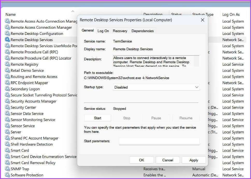 Enable-RD-Services-2 أفضل 8 طرق لإصلاح خطأ عدم تمكن Remote Desktop من العثور على الكمبيوتر في Windows 11