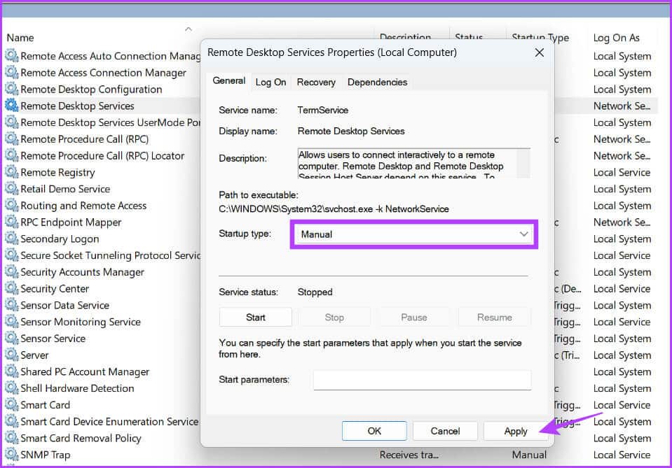Enable-RD-Services-3 أفضل 8 طرق لإصلاح خطأ عدم تمكن Remote Desktop من العثور على الكمبيوتر في Windows 11