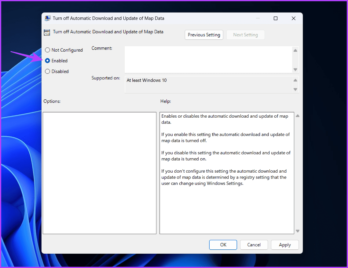 Enabled-option-1 3 طرق سريعة لتمكين أو تعطيل التحديث التلقائي للخرائط دون اتصال في Windows 11