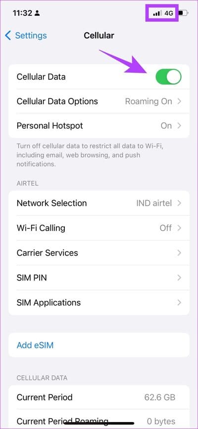 Ensure-Cellular-Data-is-Turned-on-1-3 8 طرق لإصلاح عدم ظهور إعادة توجيه الرسائل النصية على iPhone