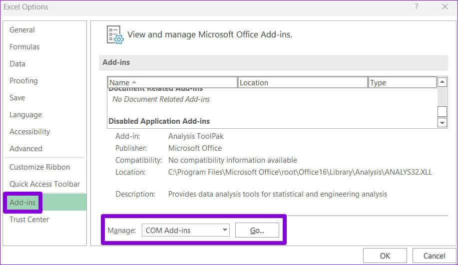 Excel-Options-3 أفضل 6 طرق لإصلاح عدم عمل شريط أدوات Excel في Windows