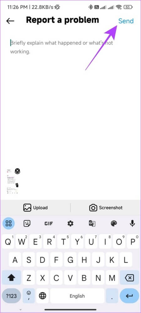 Explain-the-issues-and-hit-send-461x1024-1 كيفية الاتصال بـ Instagram للحصول على الدعم أو الإبلاغ عن مشكلة