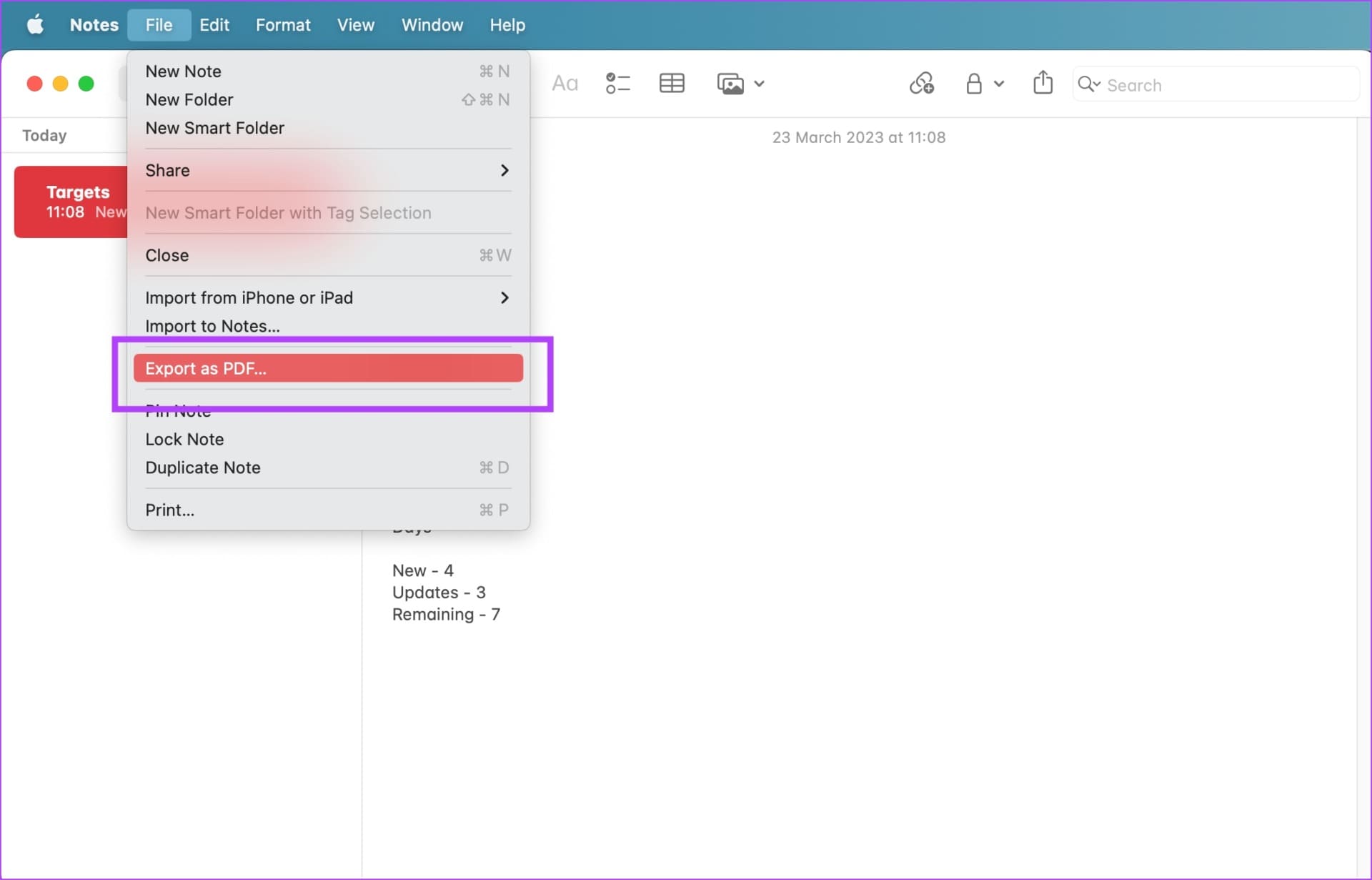 Export-as-PDF كيفية حفظ Apple Notes كملف PDF على iPhone و Mac