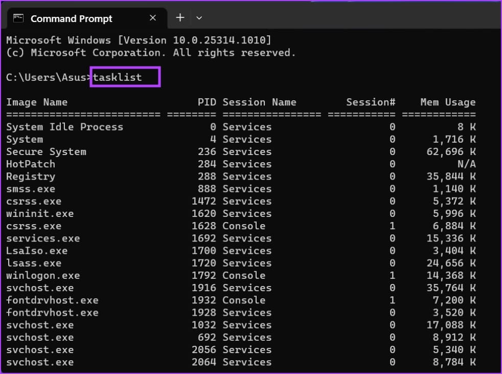 Find-PID-Using-CMD-2 أفضل 5 طرق للعثور على معرف عملية التطبيق في Windows 11
