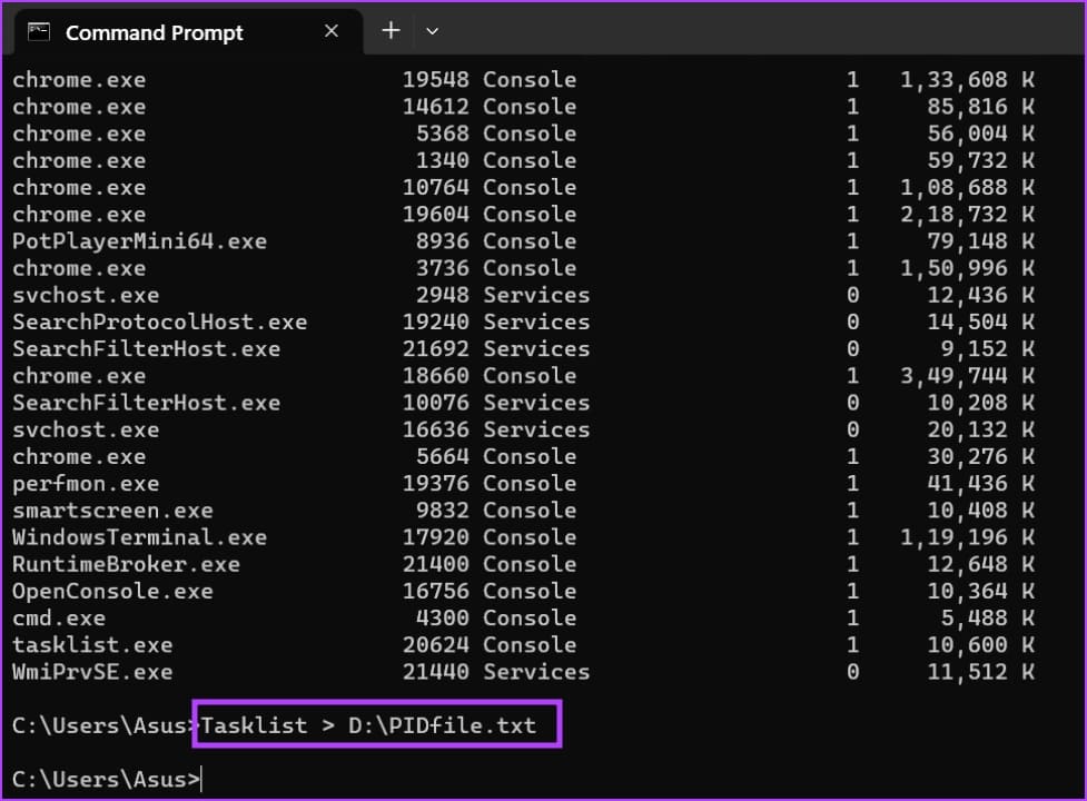 Find-PID-Using-CMD-3 أفضل 5 طرق للعثور على معرف عملية التطبيق في Windows 11