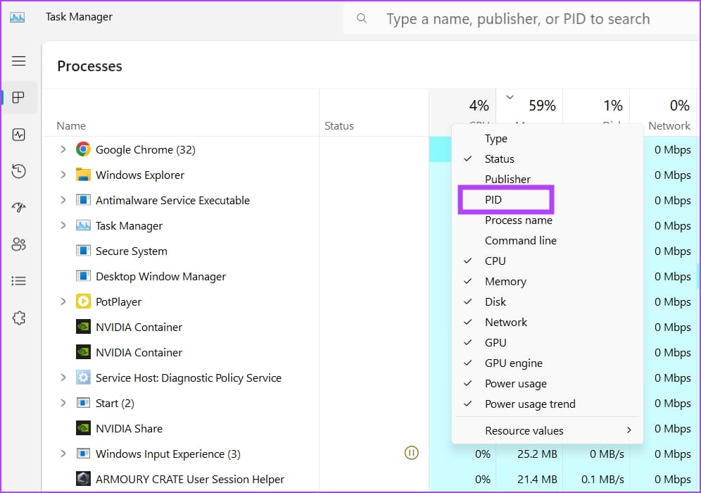 Find-PID-Using-Task-Manager-4 أفضل 5 طرق للعثور على معرف عملية التطبيق في Windows 11