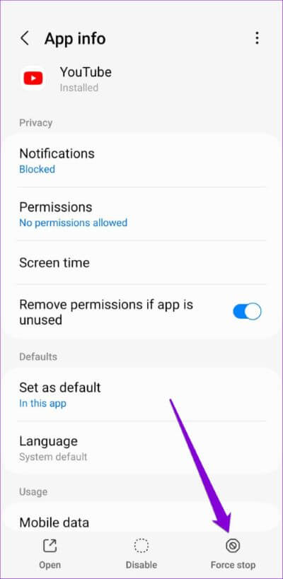 Force-Close-YouTube-App-on-Android-2-500x1024-1 أفضل 8 طرق لإصلاح عدم تشغيل YouTube Short على Android و iPhone
