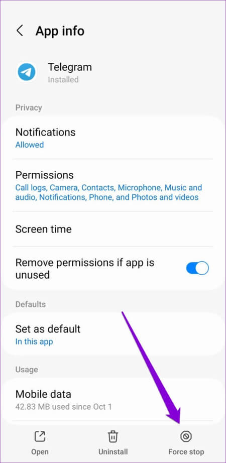Force-Stop-Telegram-Android-500x1024-1 أفضل 8 طرق لإصلاح عدم فتح الروابط في Telegram