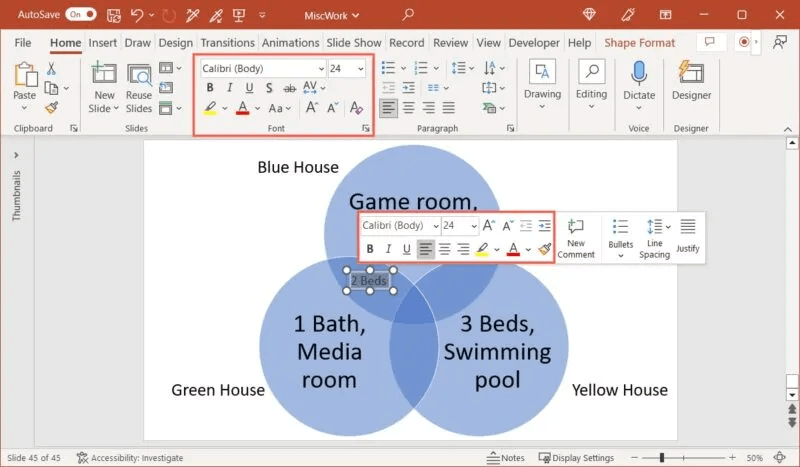Format-Overlapping-Text-Box-PowerPoint-800x467.jpg كيفية إنشاء مخطط Venn في Microsoft PowerPoint