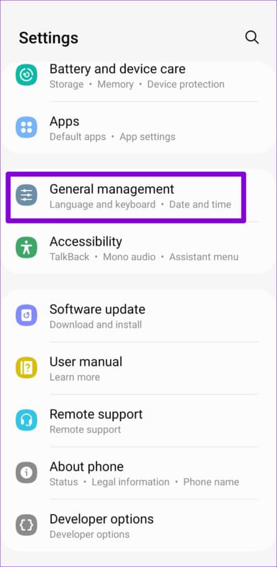 General-Management-on-Android-12-500x1024-1 أفضل 7 طرق لإصلاح عدم عمل Microsoft Authenticator على Android و iPhone