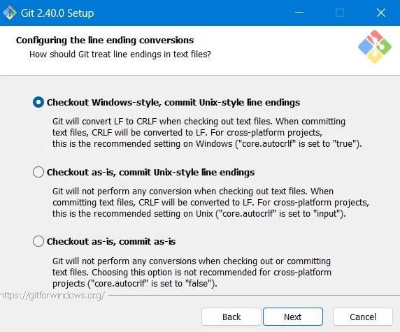 Git-Bash-Windows-Configuring-Line-Ending-Conversions.jpg كيفية تثبيت Git و Git Bash في Windows