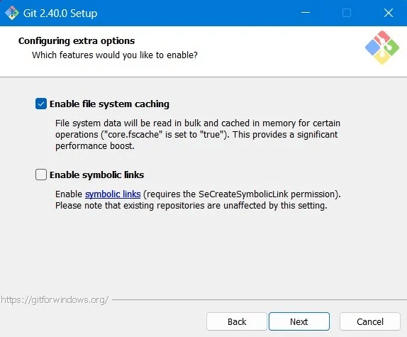 Git-Bash-Windows-Extra-File-System-Caching.jpg كيفية تثبيت Git و Git Bash في Windows