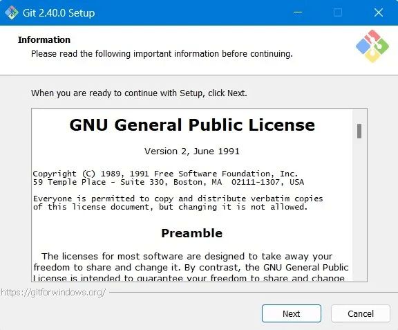 Git-Bash-Windows-Setup-General-License.jpg كيفية تثبيت Git و Git Bash في Windows