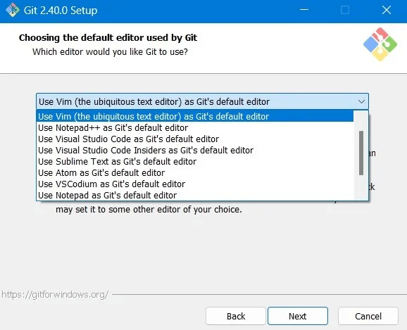 Git-Bash-Windows-Vim-as-Default-Editor.jpg كيفية تثبيت Git و Git Bash في Windows