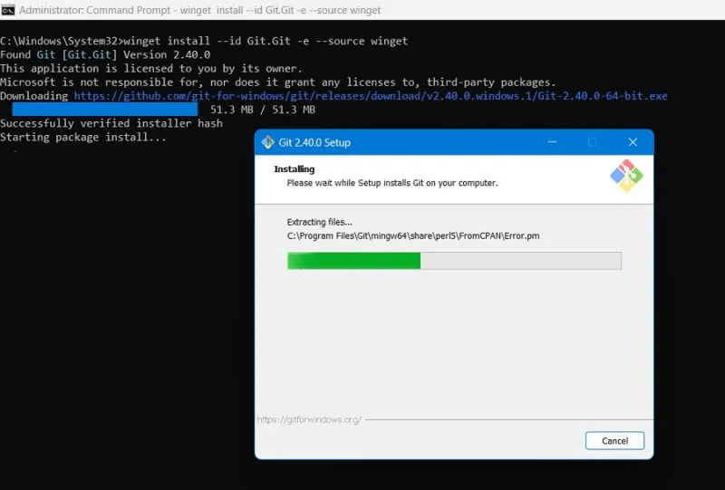 Git-Bash-Windows11-Git-Installing-via-Winget-Cmd-800x541.jpg كيفية تثبيت Git و Git Bash في Windows
