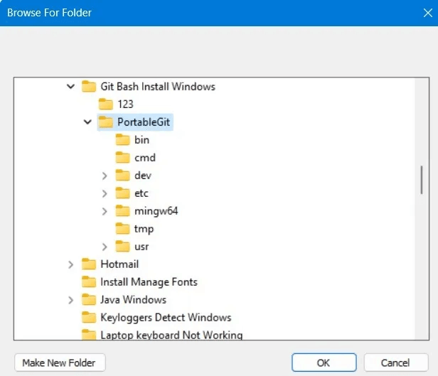 Git-Bash-Windows11-Portable-Git-Folder-Location.jpg كيفية تثبيت Git و Git Bash في Windows