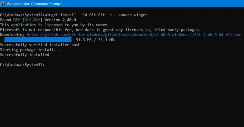 Git-Bash-Windows11-Successfully-Installed-Message-Cmd-800x415.jpg كيفية تثبيت Git و Git Bash في Windows