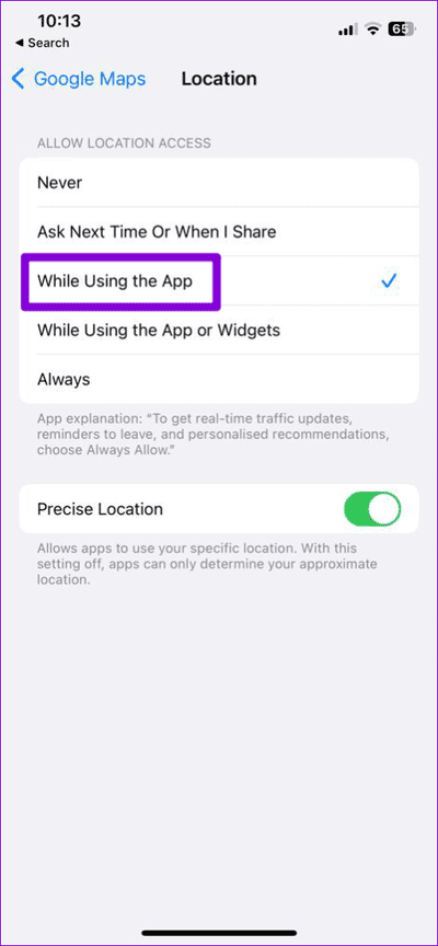 Google-Maps-Location-Permission-on-iPhone-474x1024-1 أفضل 9 طرق لإصلاح استنزاف Google Maps للبطارية على Android و iPhone