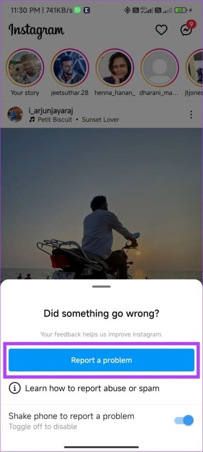 Hit-Report-a-problem-on-Instagram-461x1024-1 10 طرق لإصلاح عدم ظهور تسميات عناوين الصور التوضيحية على تطبيق Instagram