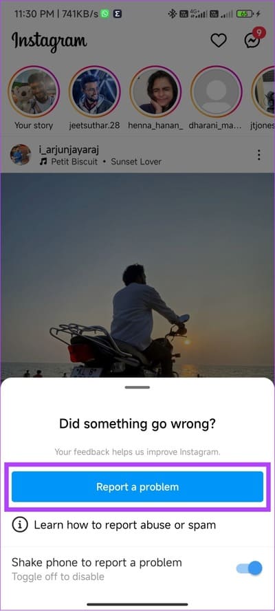 Hit-Report-a-problem-on-Instagram 10 طرق سهلة لإصلاح "هذه القصة غير متوفرة" على Instagram