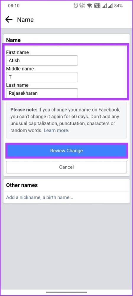 How-to-Change-Your-Name-and-Username-on-Facebook_8-463x1024-1 كيفية تغيير اسمك واسم المستخدم على Facebook