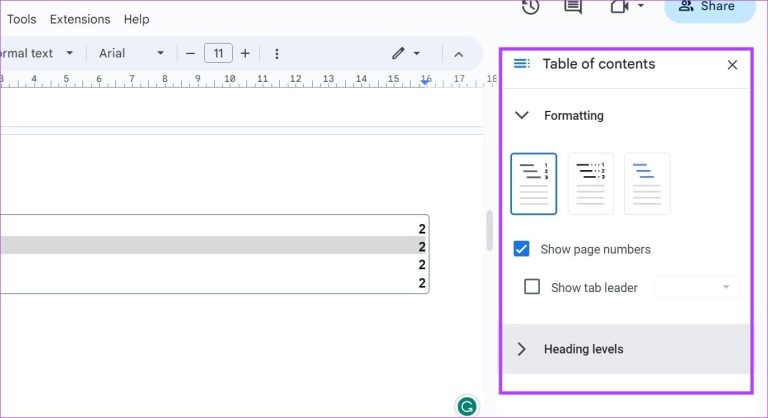 Cómo crear una tabla de contenido en Google Docs | la mejor casa