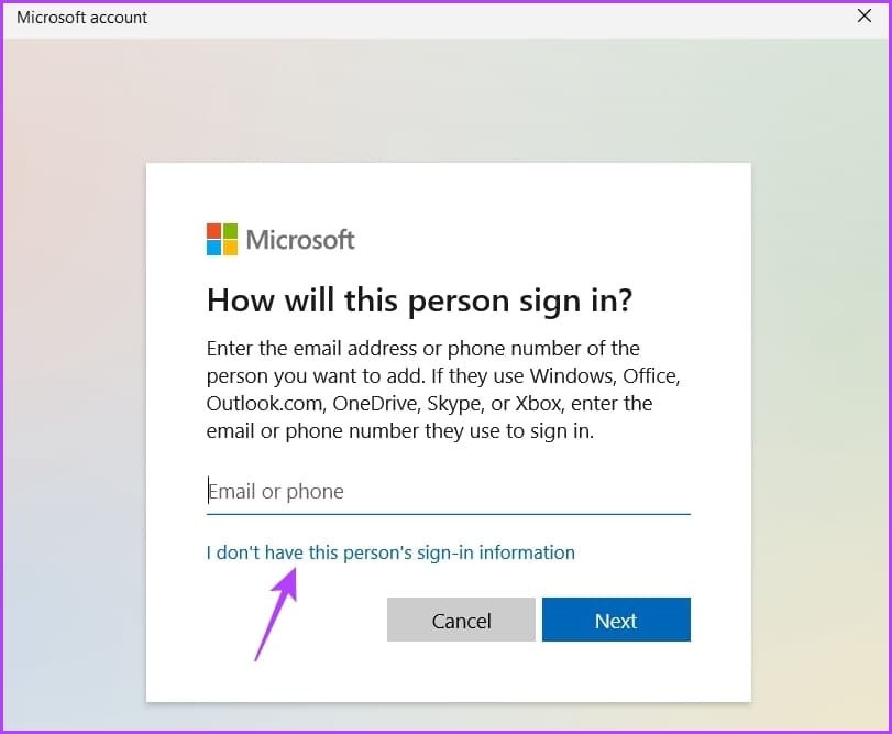 I-dont-have-this-persons-sign-in-information أفضل 7 طرق لإصلاح خطأ في فتح الملف للكتابة في Windows 11