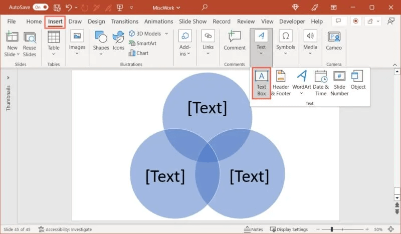 Insert-Text-Box-PowerPoint-800x467.jpg كيفية إنشاء مخطط Venn في Microsoft PowerPoint