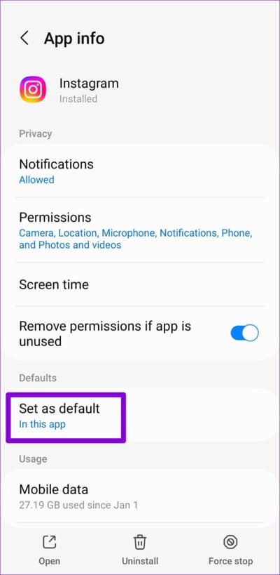 Instagram-App-Info-Page-on-Android-500x1024-1 أفضل 7 طرق لإصلاح عدم عمل روابط Instagram على Android و iPhone