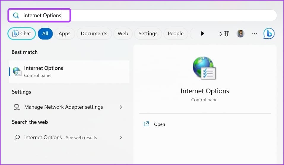 Internet-Options-in-Start-Menu أفضل 7 طرق لفتح خيارات الإنترنت على Windows 11