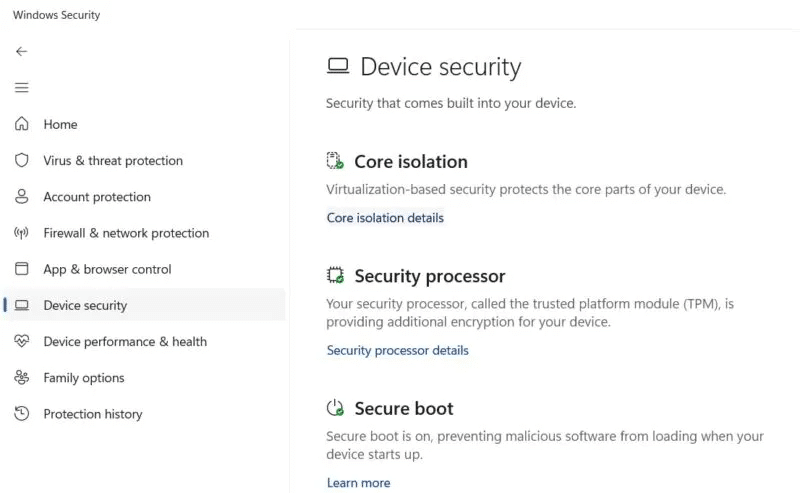 Keyloggers-Windows-Device-Security-Core-Isolation-Details-800x493.jpg كيفية الكشف عن Keyloggers في أنظمة Windows