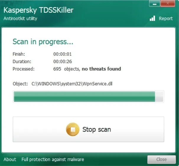 Keyloggers-Windows-Kaspersky-Scan-in-Progress.jpg كيفية الكشف عن Keyloggers في أنظمة Windows