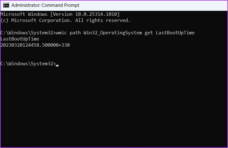LastBootUpTime-message 4 أفضل الطرق للتحقق من وقت تشغيل جهاز الكمبيوتر على Windows 11