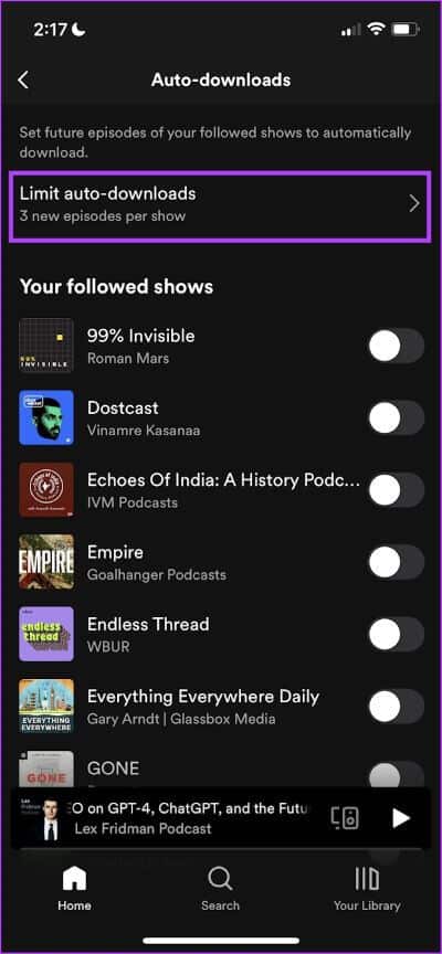 Limit-Auto-Downloads كيفية تنزيل الموسيقى والبودكاست على Spotify للاستماع دون اتصال