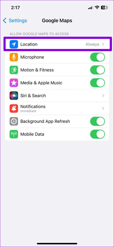 Location-Settings-for-Google-Maps-on-iPhone-474x1024-2 أهم 7 إصلاحات لعدم عمل الخط الزمني لـ Google Maps على Android و iPhone